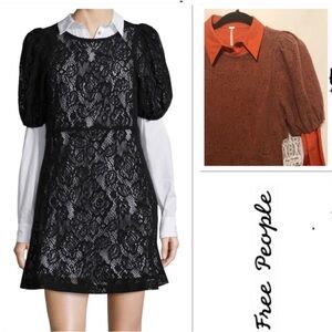 Free People Black Lace Dress with White Shirt